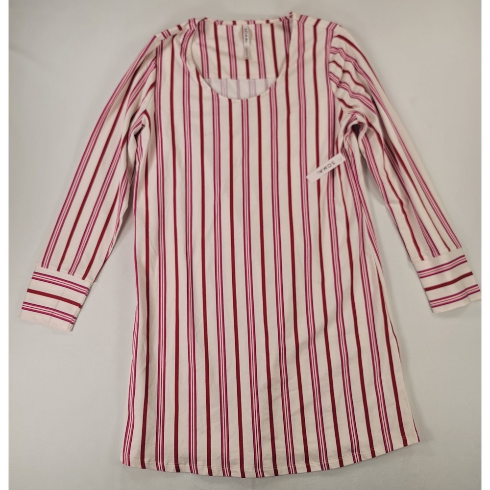 NWT Soma Embraceable Long Sleeve Sleep Shirt Nightgown Stripe Medium